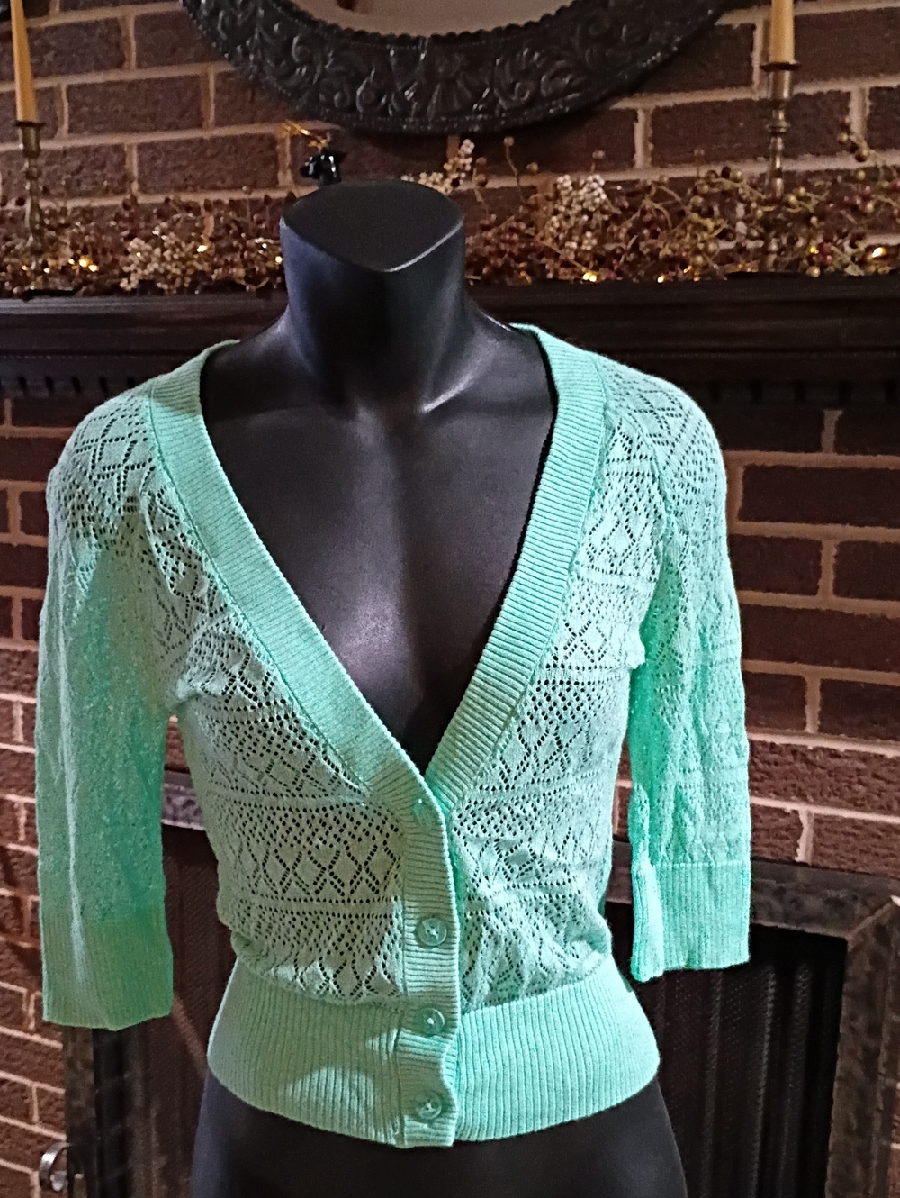 SO Brand Mint Green Knit Button-Front Women's Sweater Cardigan